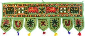 Decorative Entrance Toran Door Hanging Ethnic India Hanging (Green, 34 x 13 inches)