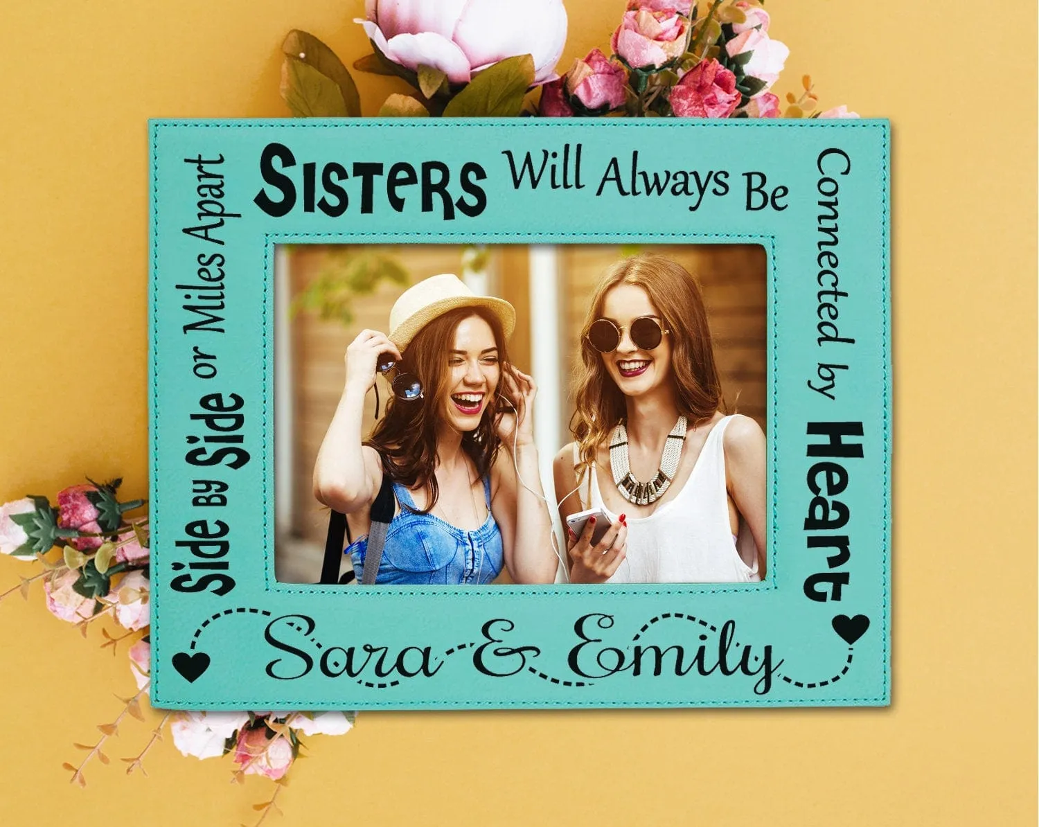 Distance Sister Picture Frame Personalized Best Friends Forever Birthday Present Sibling Gift Idea Best Big Little Sisters Womens Sis Photo