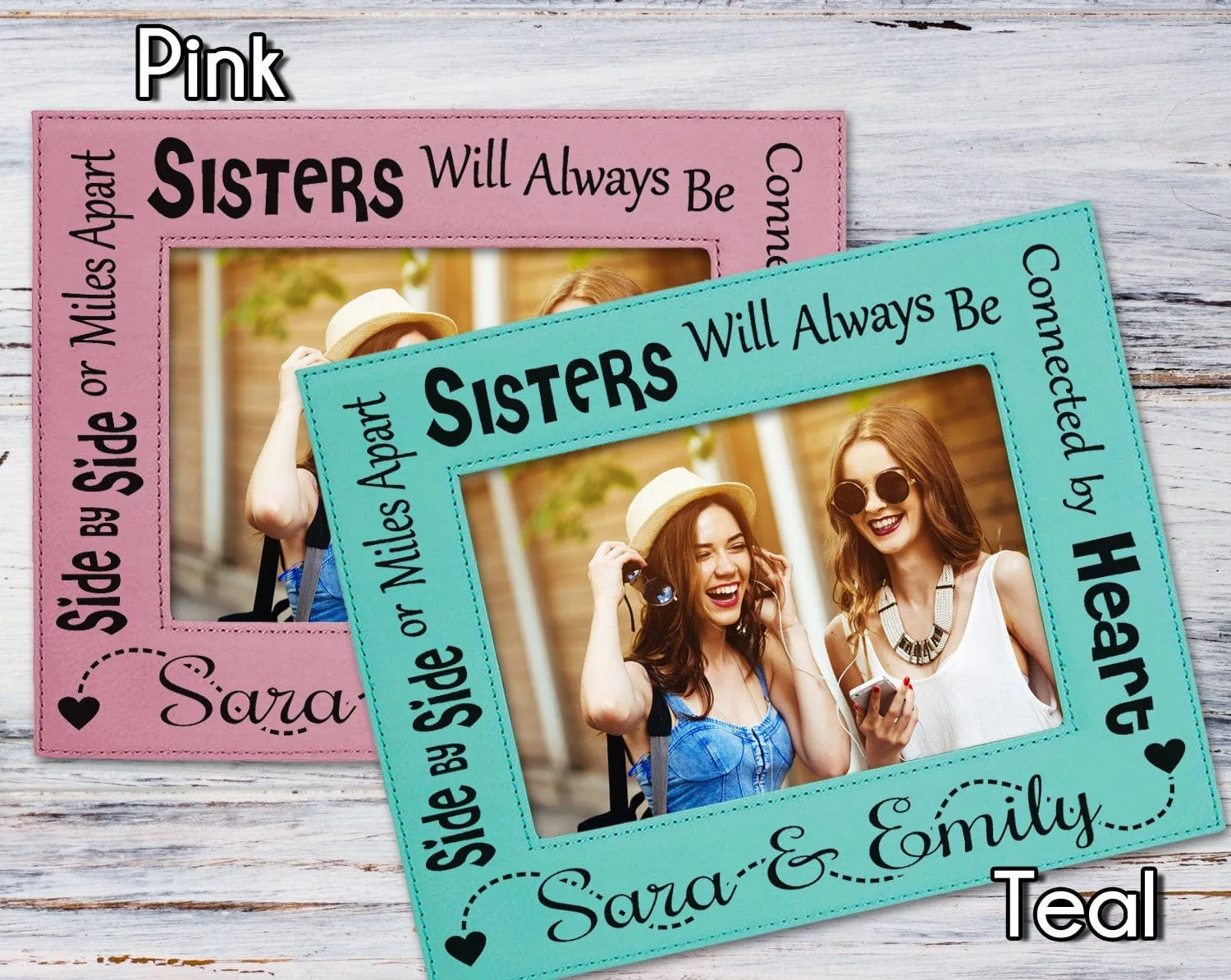 Distance Sister Picture Frame Personalized Best Friends Forever Birthday Present Sibling Gift Idea Best Big Little Sisters Womens Sis Photo