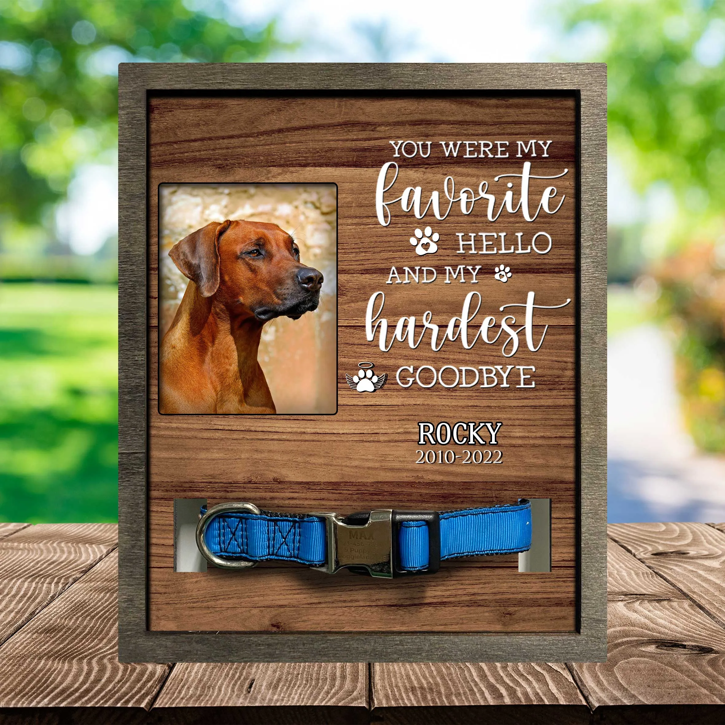Dog Memorial Plaque For Loss Of Rhodesian Ridgeback, Remembrance Frame For Dog