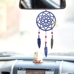 DULI Crescent Moon MDF Windchime Wall Hanging, Car Hanging for Home Decor, Kitchen Decor (Blue Mandala Small)