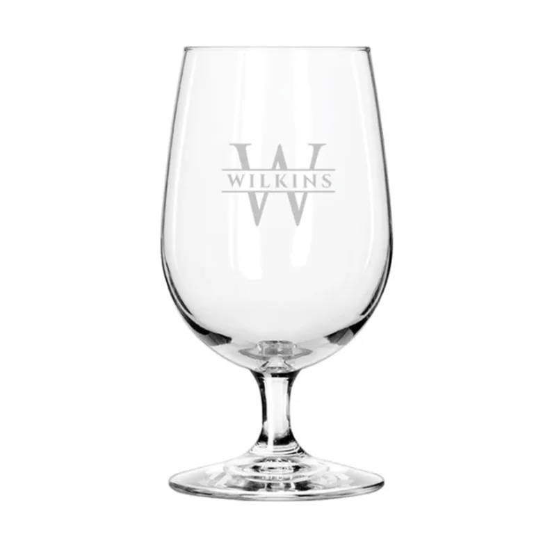 Engraved Glass Water Goblet