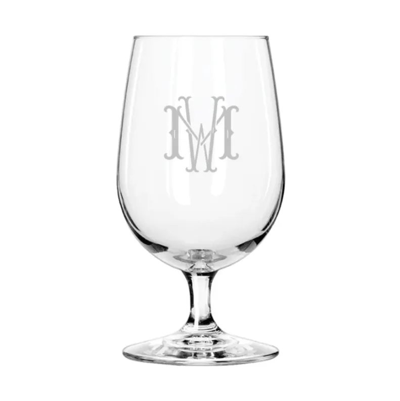 Engraved Glass Water Goblet