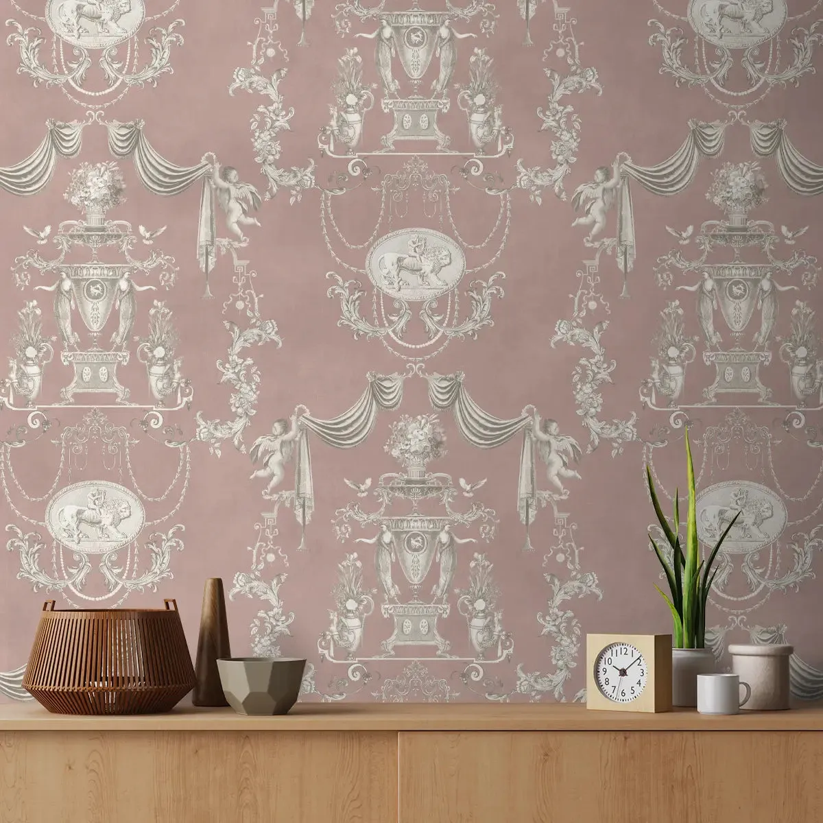 European Tapestry Beautiful Repeat Pattern Made for Walls Pink