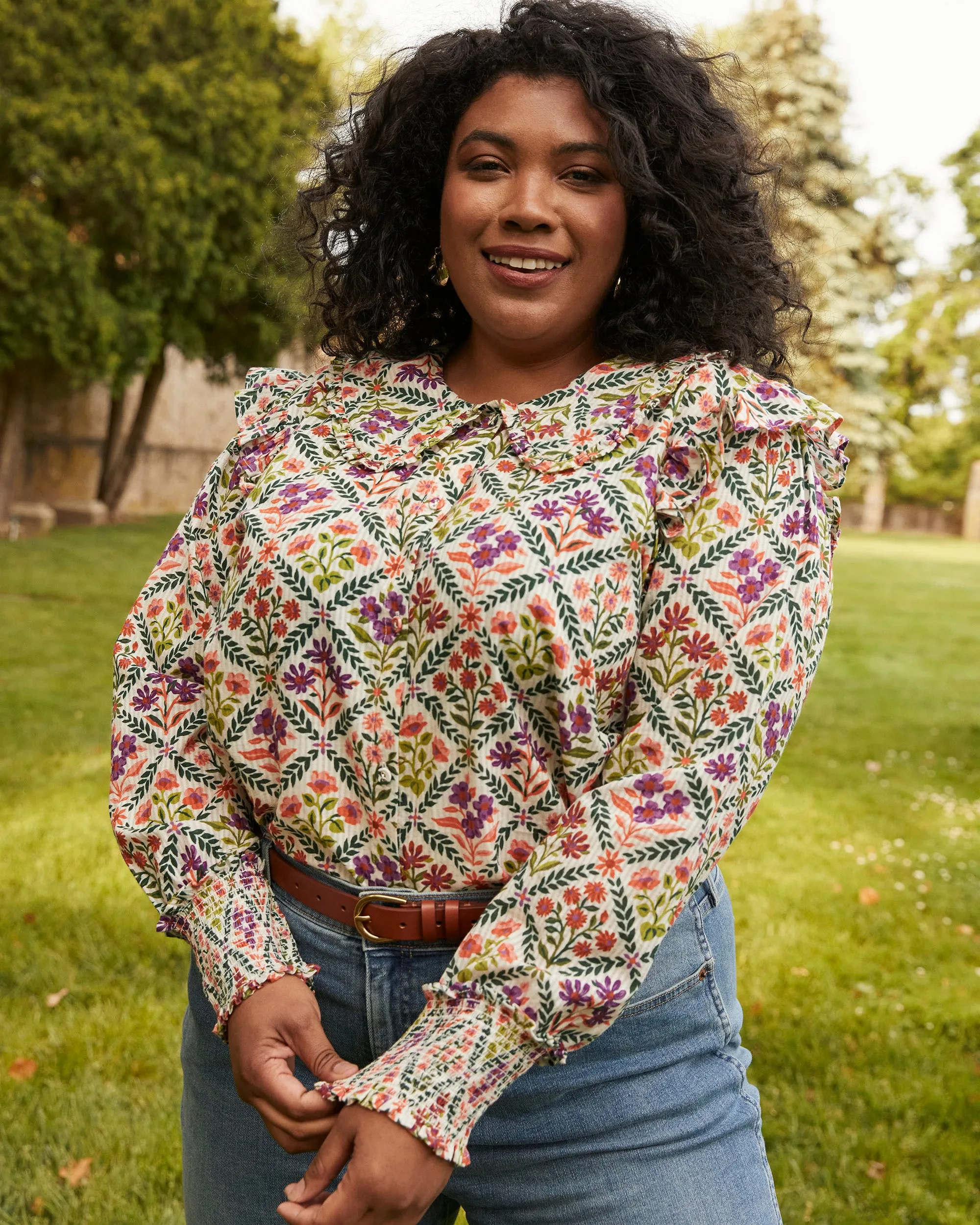 Falling for Flowers - Beautiful Views Blouse - Tulip White