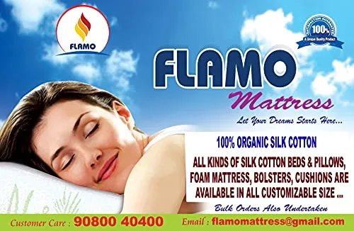 Flamo- Organic Silk Cotton/Kapok/Ilavam Panju Semal Cotton Sleeping Soft Pillow, Size: 26 x 16 inches,Multicolor.