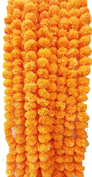 Forty Wings 10 Mango Yellow Artificial Marigold Flower/Genda Phool Garlands String Door Torang for Diwali Wedding,Navratri,Durga Pooja Ganpati Pooja Mehandi Party Festival Home Decoration