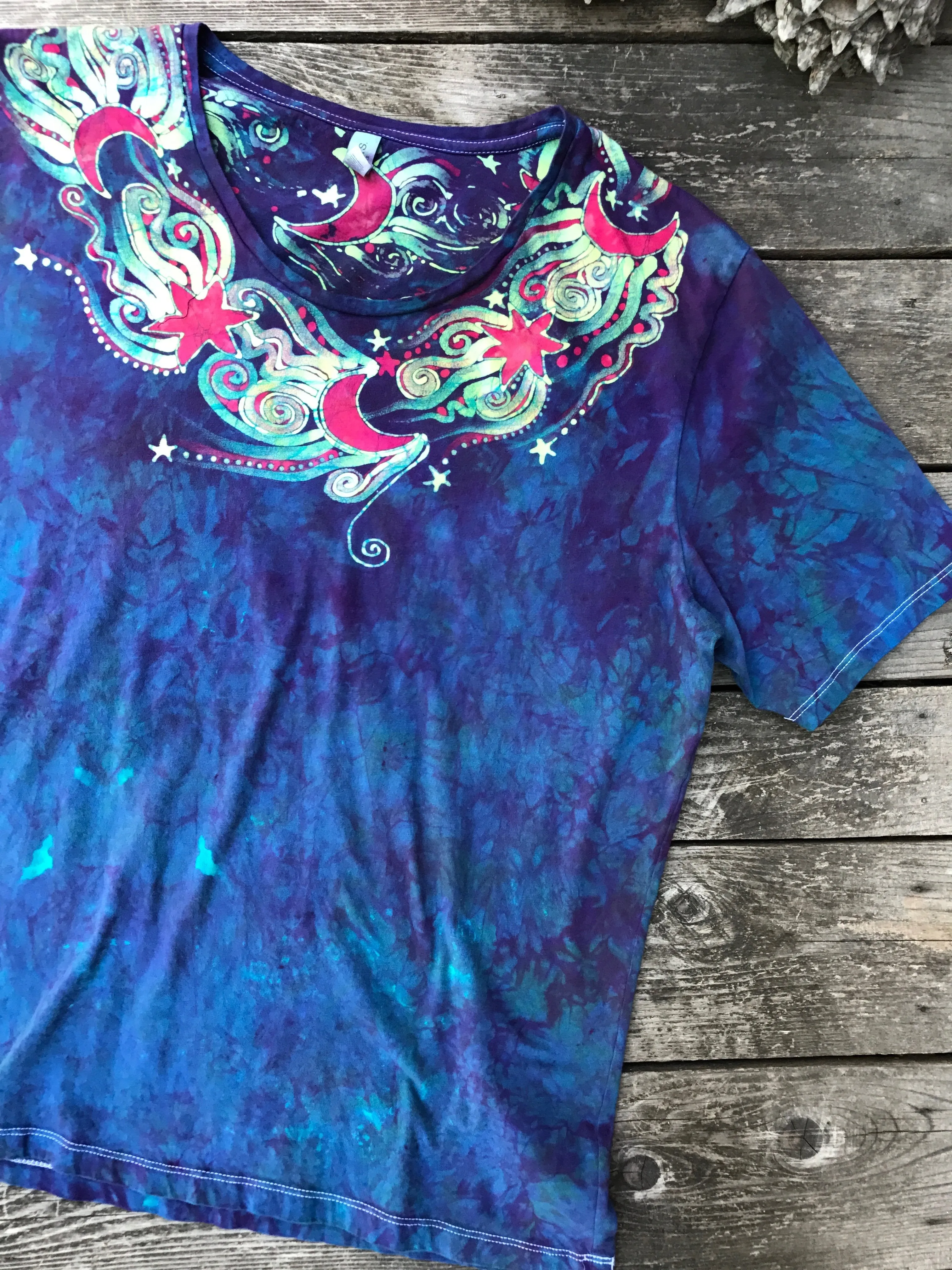 Galaxy Necklace of Moonbeams Hand Painted Tee