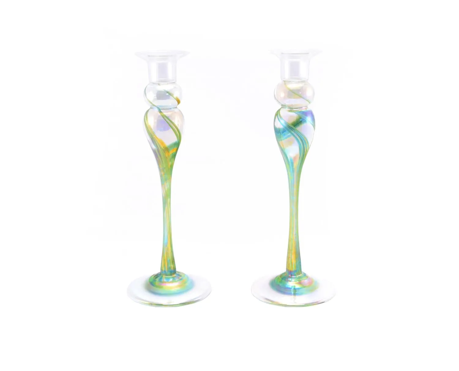 Glass Candleholders (Green)