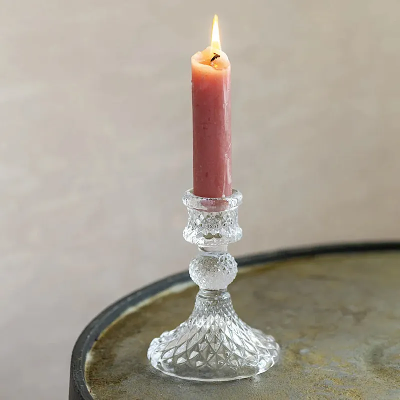 Glass Harlequin Clear Candlestick