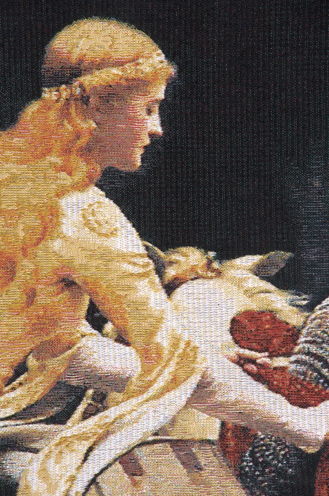 God Speed With Border Belgian Tapestry Wall Hanging by Edmund Blair Leighton