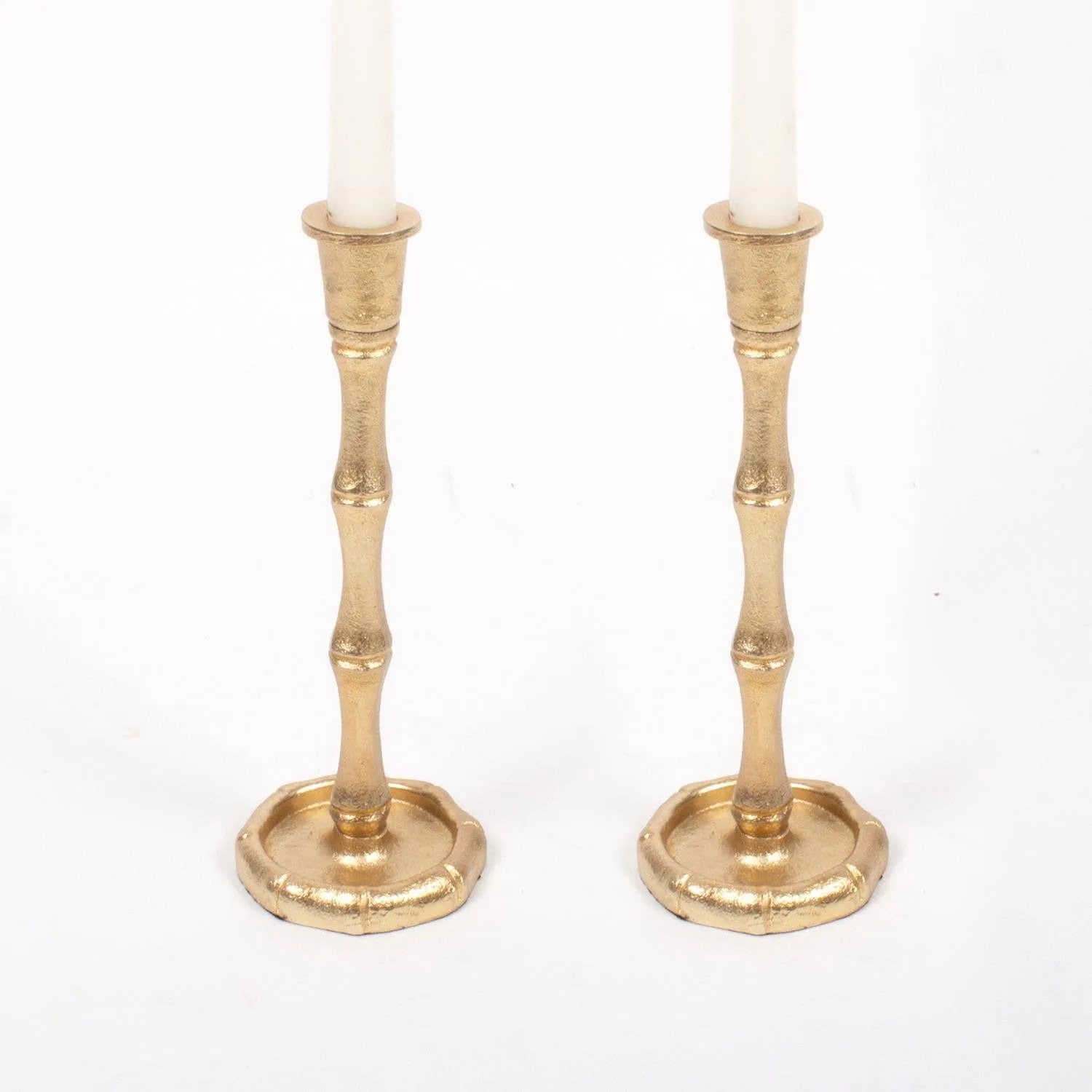 Gold Bamboo Candlestick Set - Small