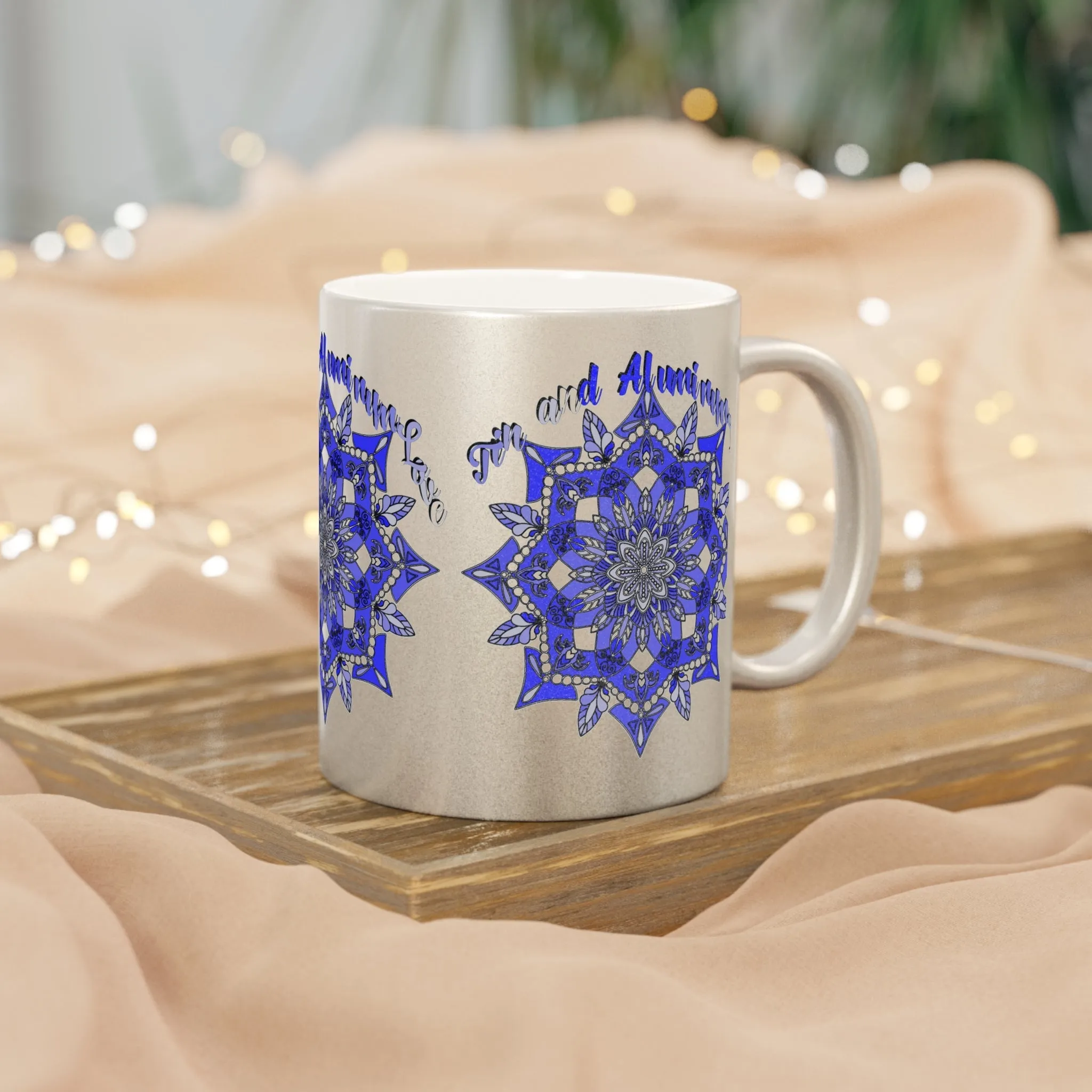 Hand Drawn Mandala Mug - Tin & Aluminum Anniversary Gift