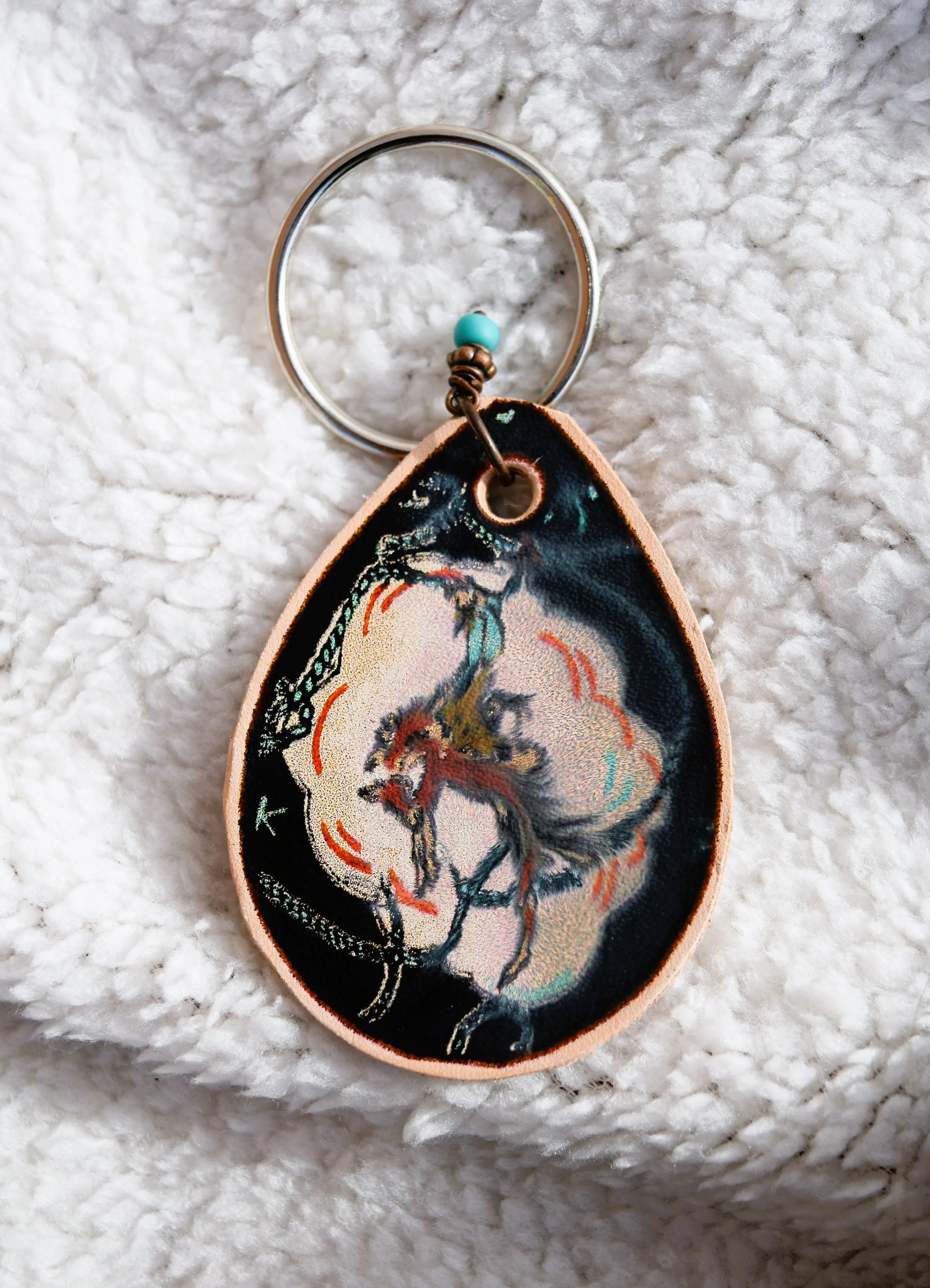 Hand Painted Leather Keychains (multiple designs)