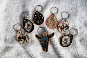 Hand Painted Leather Keychains (multiple designs)