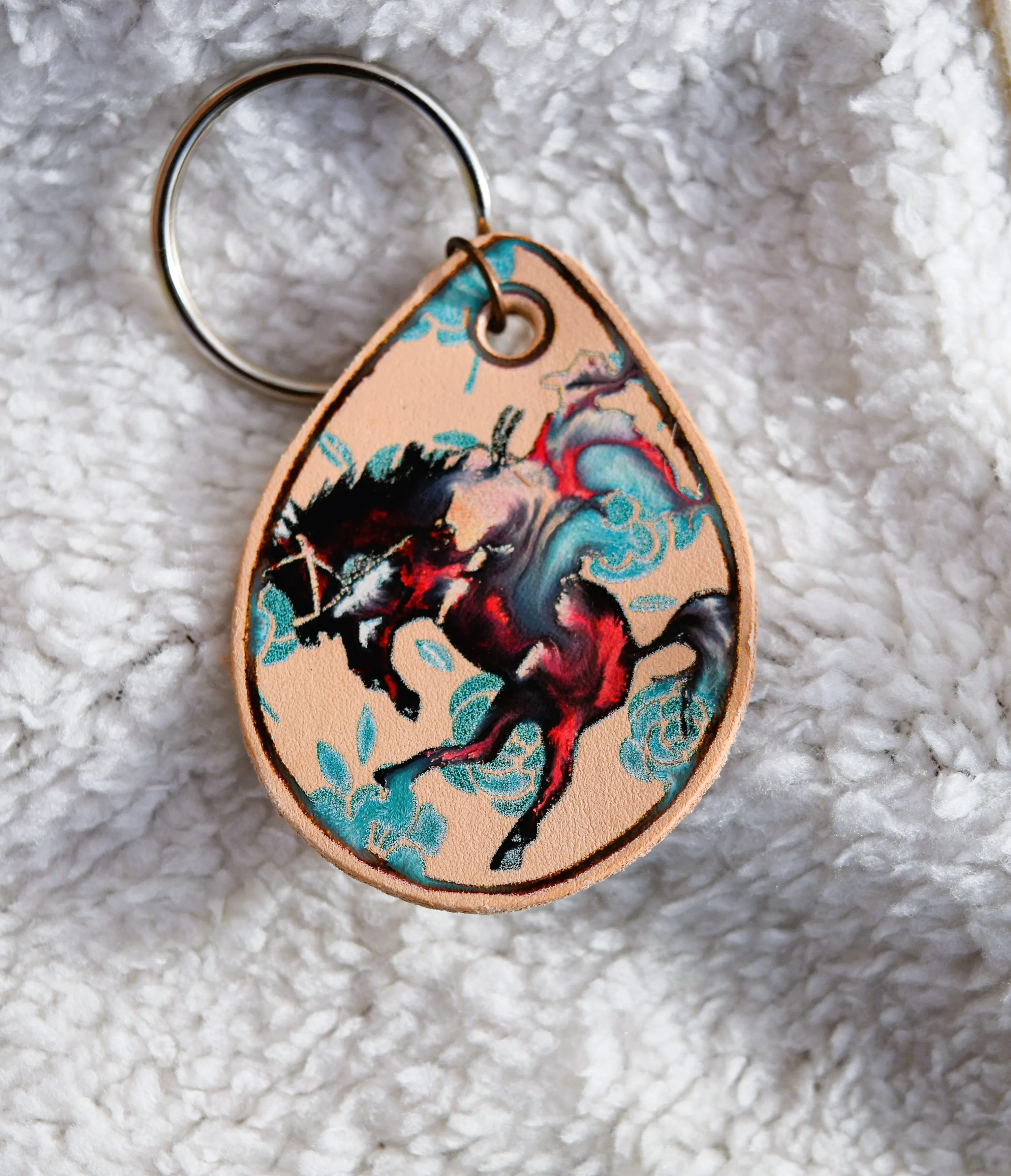 Hand Painted Leather Keychains (multiple designs)