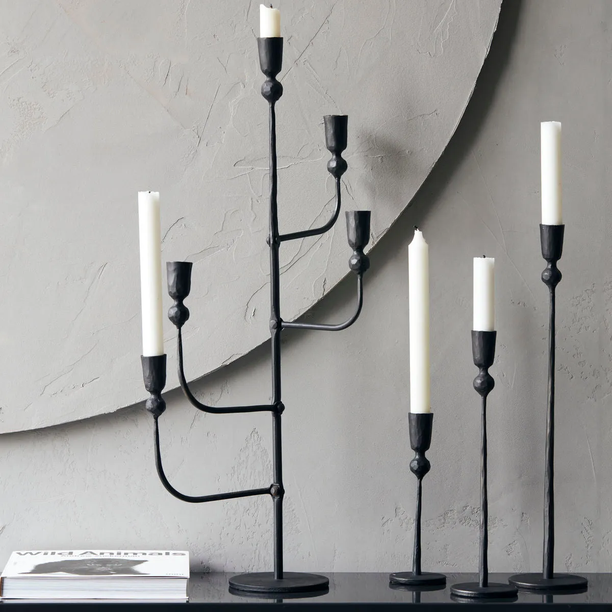 Handmade Black Iron Candlestick - Four Sizes