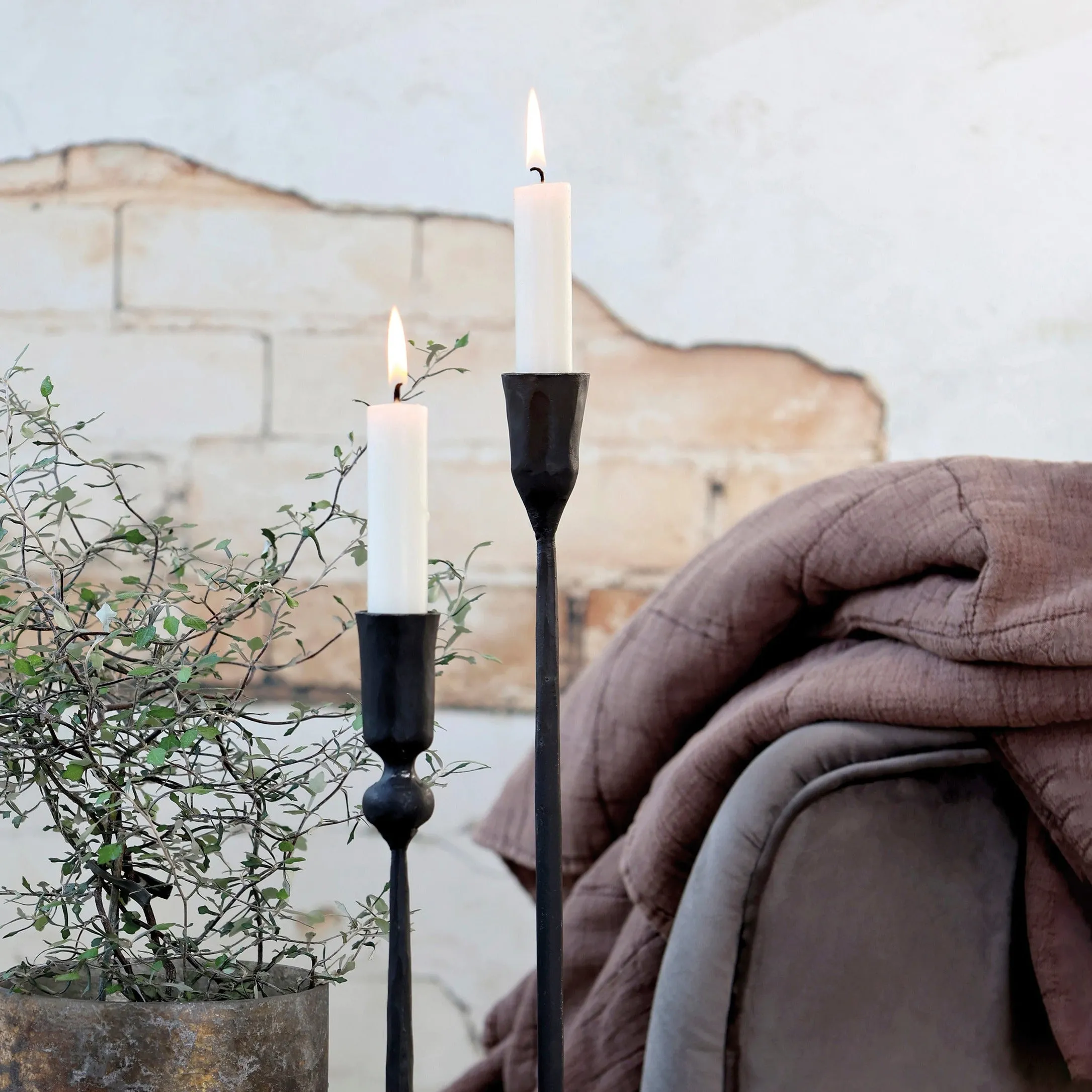 Handmade Black Iron Candlestick - Three Sizes