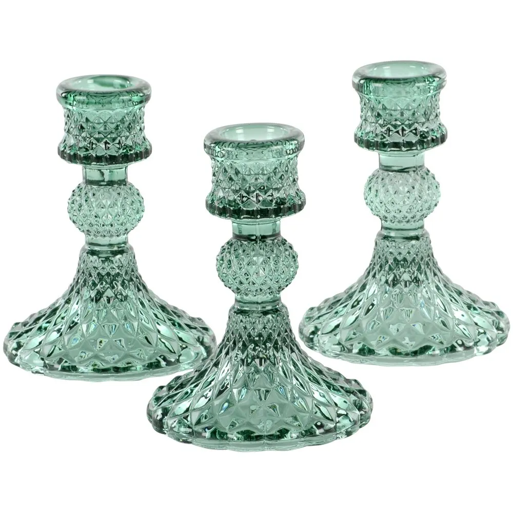 Harlequin Glass Candlesticks