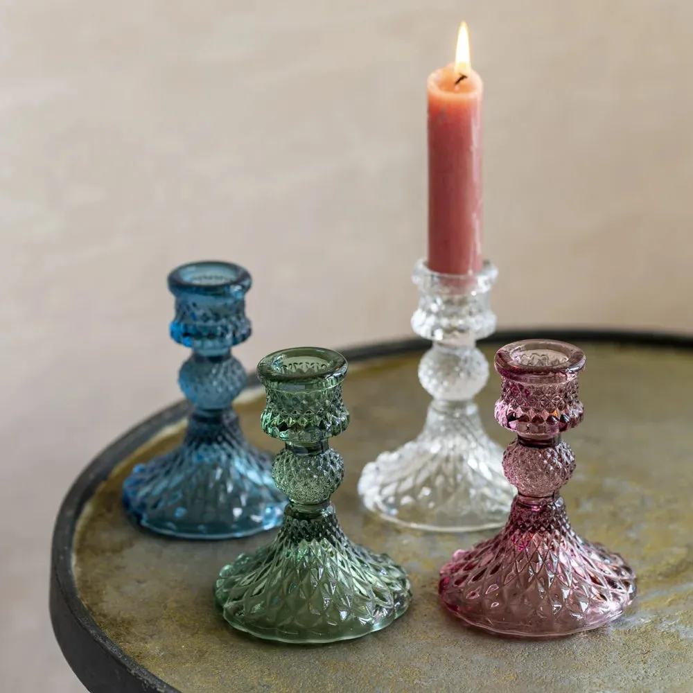 Harlequin Glass Candlesticks