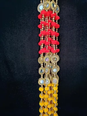 hicsync hangings for Decoration,Diwali Decor,puja Home,Lotus hangings Decoration,Pooja Room 3 Ft Pom Pom Garlands with Mirror (2)