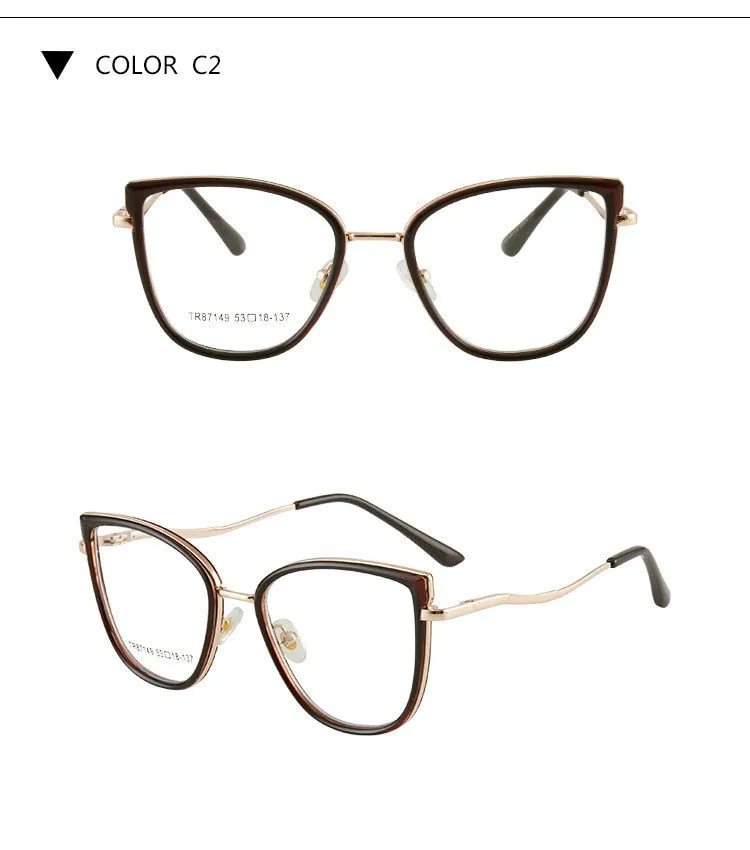 KatKani Women's Full Rim Memory TR 90 Resin Cat Eye Frame Eyeglasses R7149