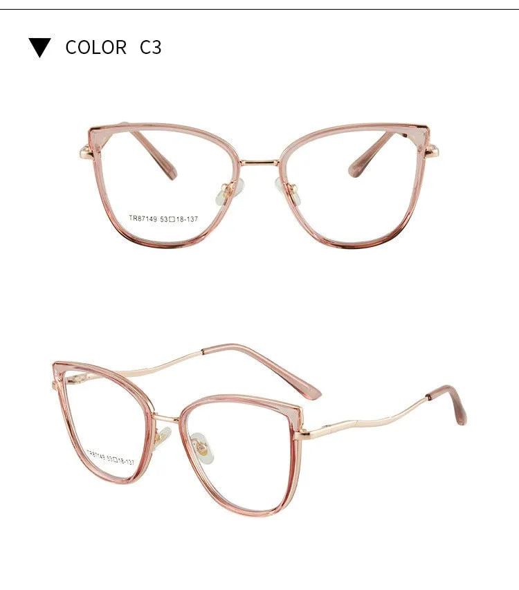 KatKani Women's Full Rim Memory TR 90 Resin Cat Eye Frame Eyeglasses R7149