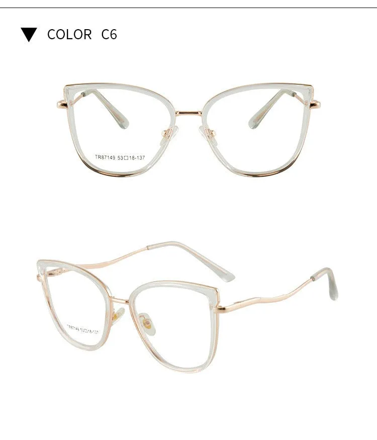 KatKani Women's Full Rim Memory TR 90 Resin Cat Eye Frame Eyeglasses R7149