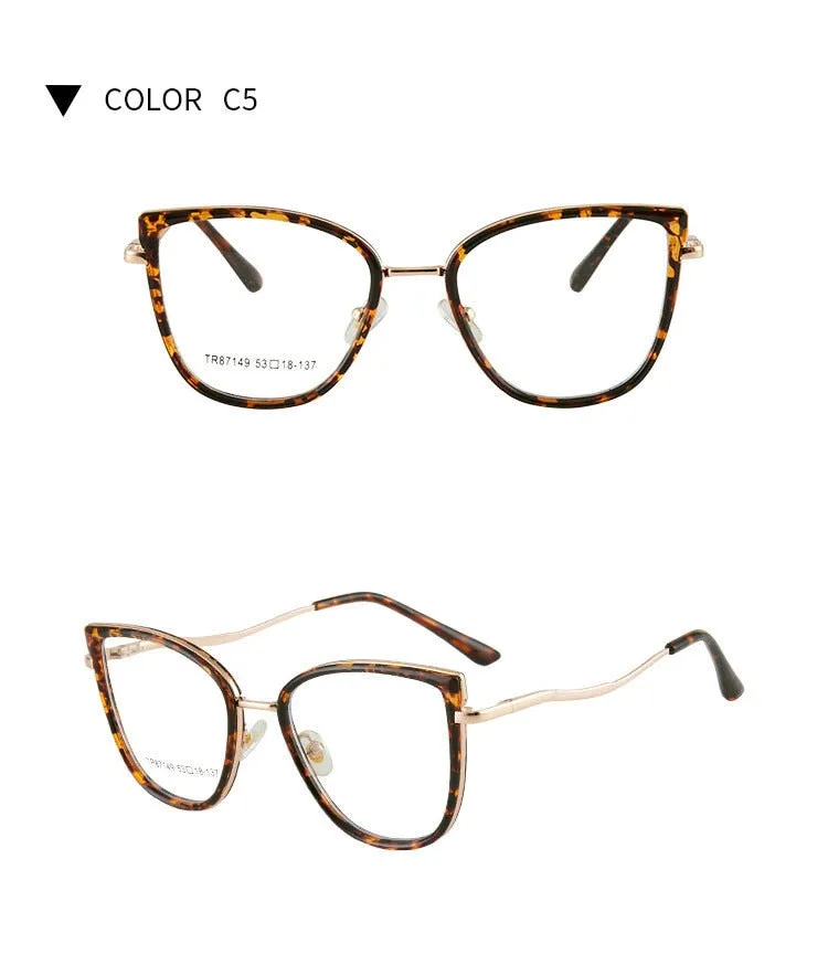 KatKani Women's Full Rim Memory TR 90 Resin Cat Eye Frame Eyeglasses R7149