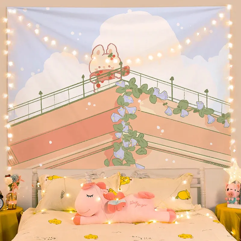Kawaii Bunny Wall Tapestry