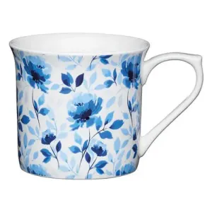 Kitchen Craft Fluted China Blue Rose Mug