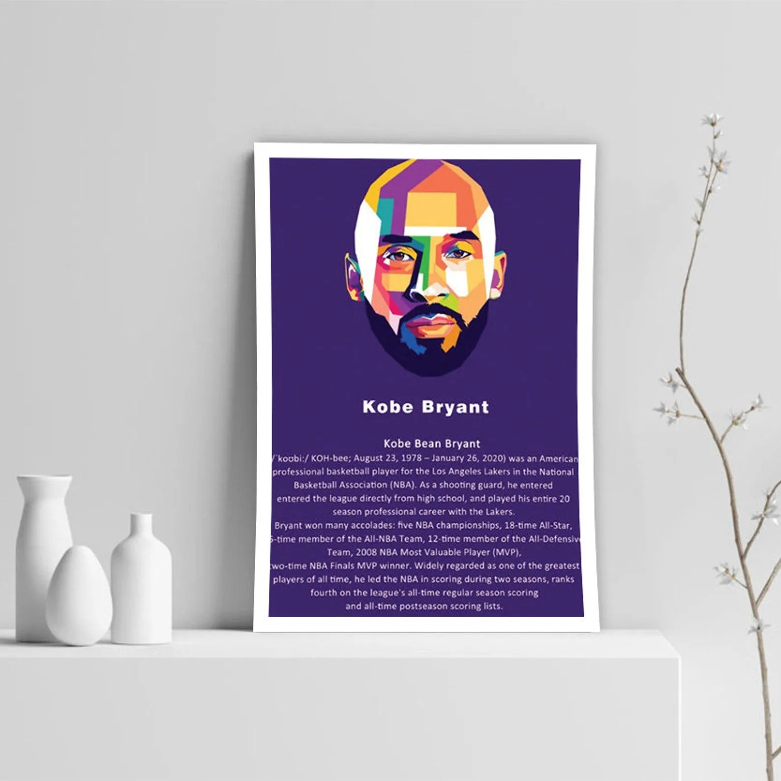 Kobe Bryant Poster, Sports Print, Basketball Player Art, Custom Sport Canvas, Custom Poster, Home Decor, Wall Hangings, LA Lakers