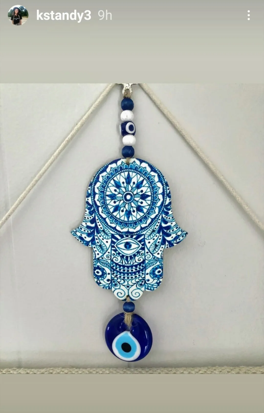 Lovely Hues of Blue Hamsa Hand Wall Art for Home or Office