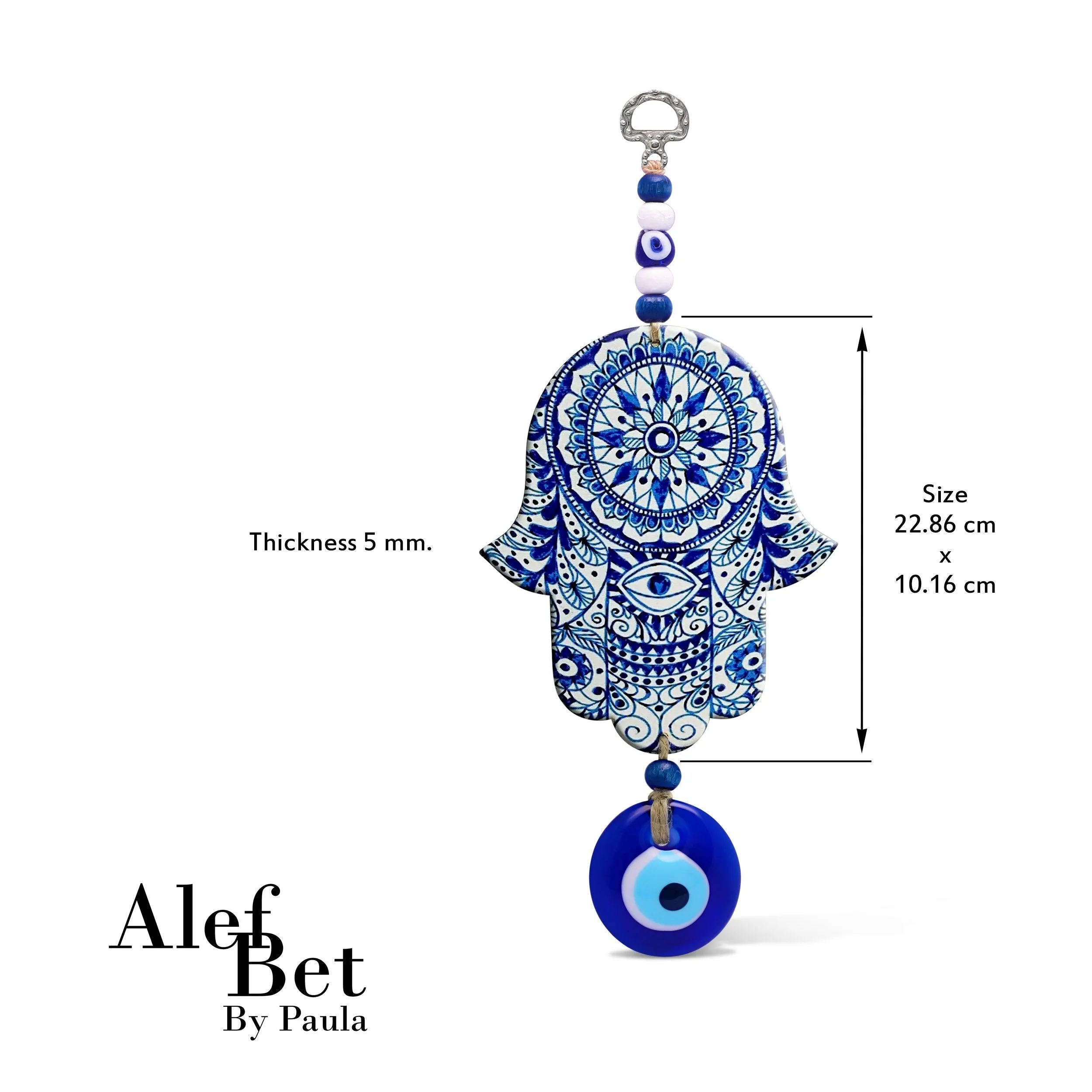 Lovely Hues of Blue Hamsa Hand Wall Art for Home or Office