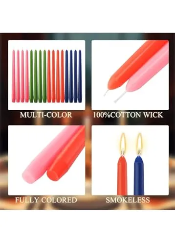 LTYNE ™ 16 Pcs 10 Inch Taper Candles Bulk Tapered Candle Smokeless and Unscented Candle Long Burning Candle Stick Paraffin Wax with Cotton Wicks Dinner Candle for Event(Multicolored)