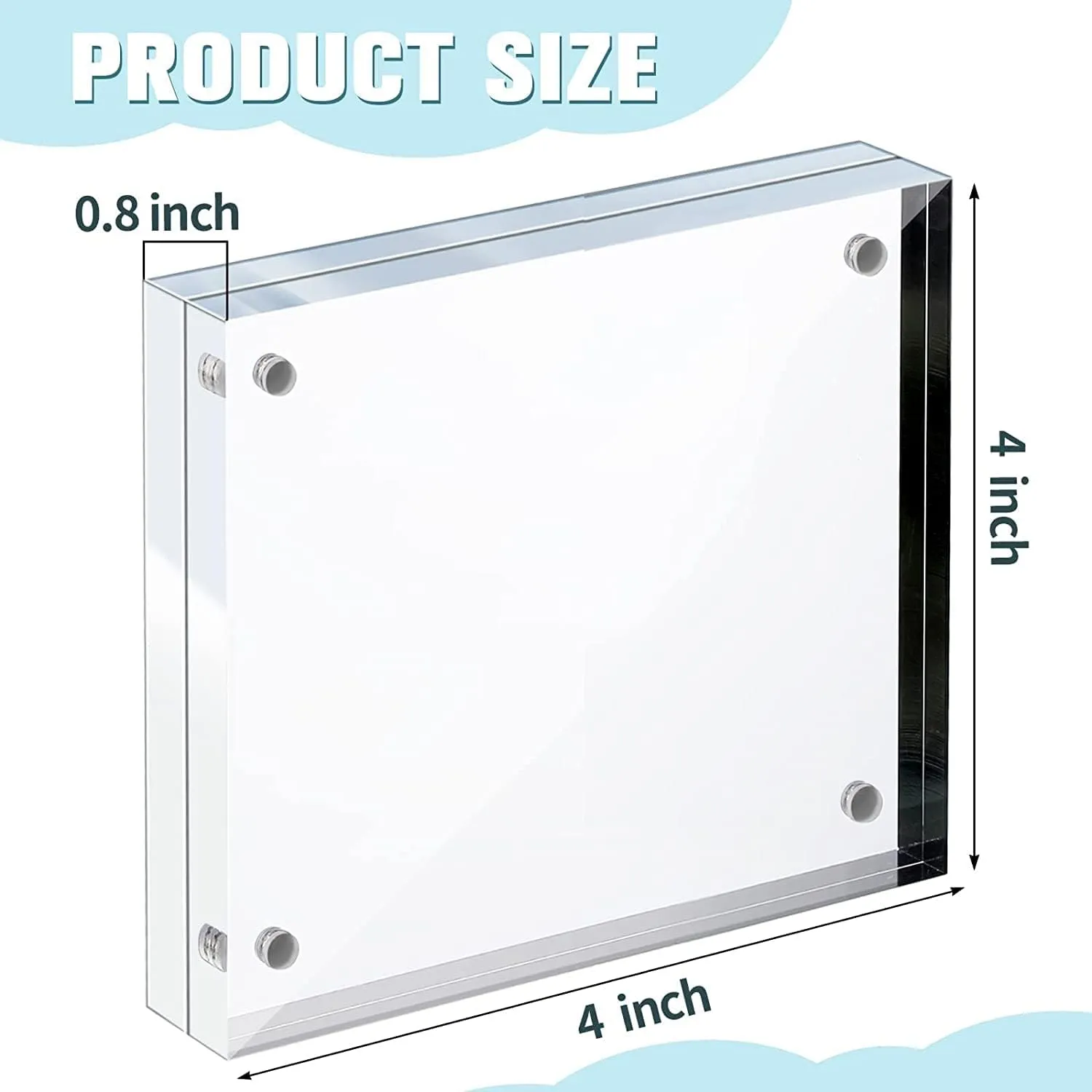 Maitri™ Clear Transparent Acrylic Picture Frame | Magnetic Picture Frame | Desktop Photo Frame With Magnet, Double Sided Block Set, Frameless Magnetic Photo Frame (4 Inch X4 Inch) Pack of 1