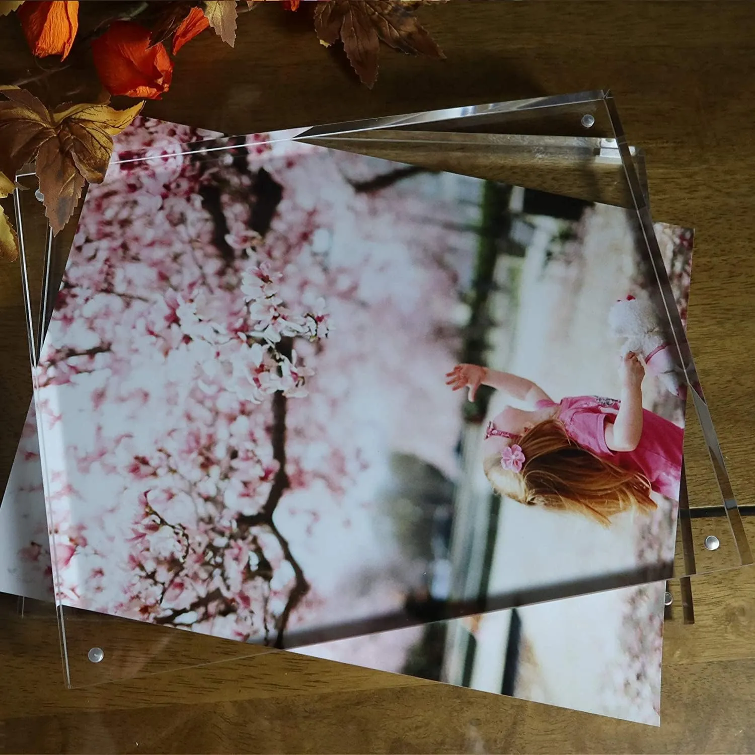 Maitri™ Clear Transparent Acrylic Picture Frame | Magnetic Picture Frame | Desktop Photo Frame With Magnet, Double Sided Block Set, Frameless Magnetic Photo Frame (4 Inch X4 Inch) Pack of 1