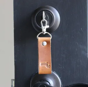 Massachusetts Ma Brown Leather Keychain Handmade In Usa Key Ring