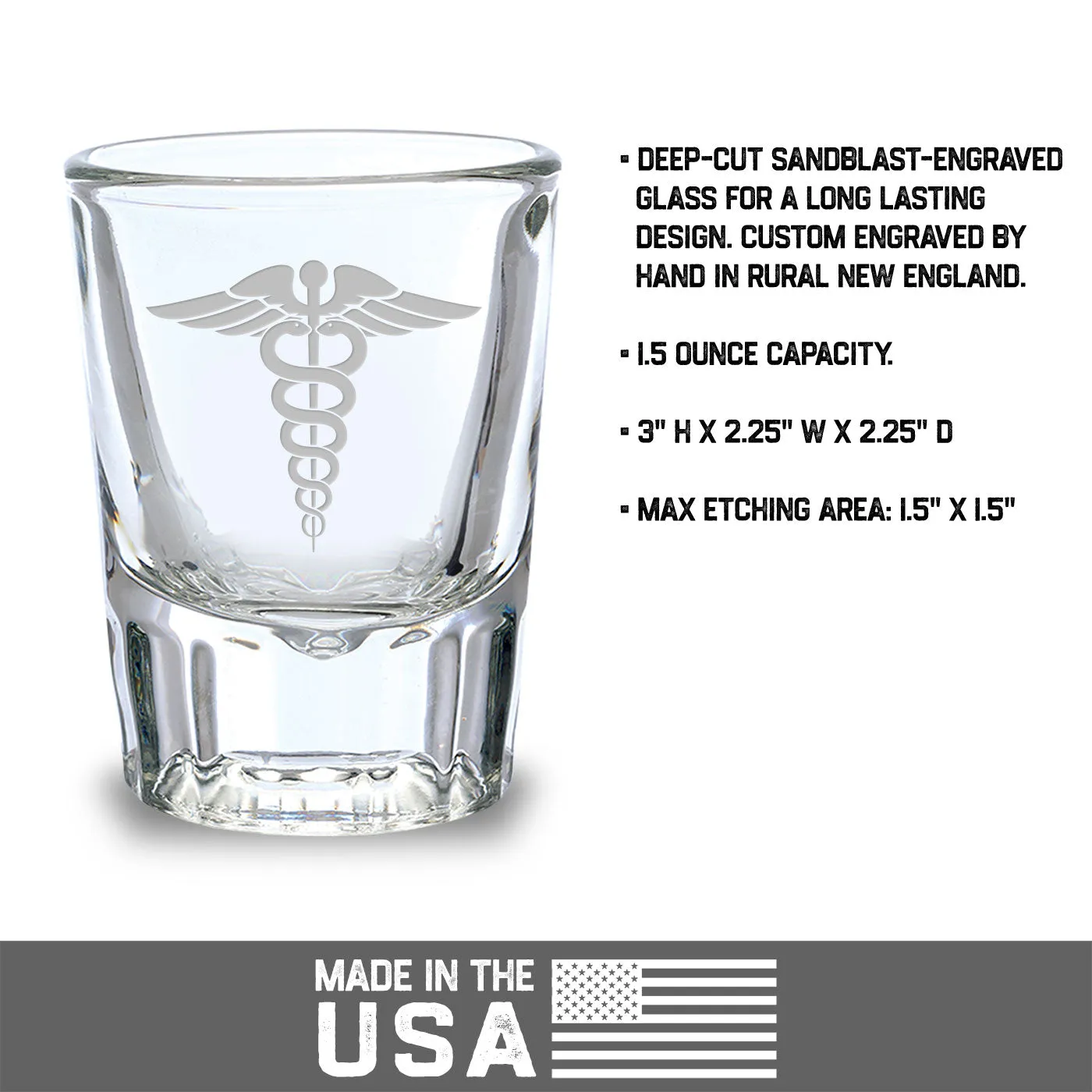 Medical First Responder Caduceus Etched 2 oz. Shot Glass