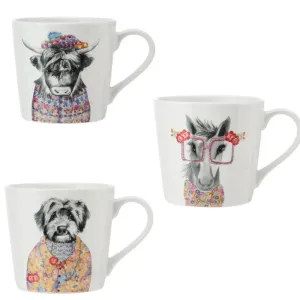 Mikasa Tipperleyhill Porcelain Mug, 380ml - Cockapoo, Highland Cow, Horse