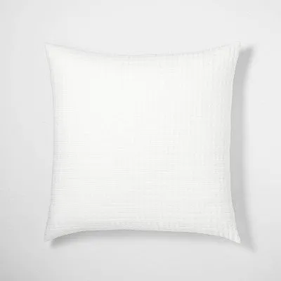New - Casaluna Coverlet Sham Cotton-Lyocell Blend Matelasse Striped Soft, White, Euro