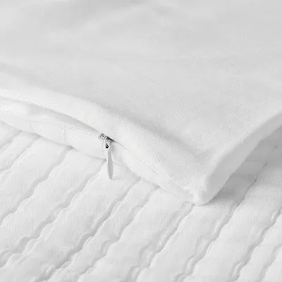 New - Casaluna Coverlet Sham Cotton-Lyocell Blend Matelasse Striped Soft, White, Euro