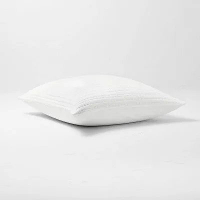 New - Casaluna Coverlet Sham Cotton-Lyocell Blend Matelasse Striped Soft, White, Euro