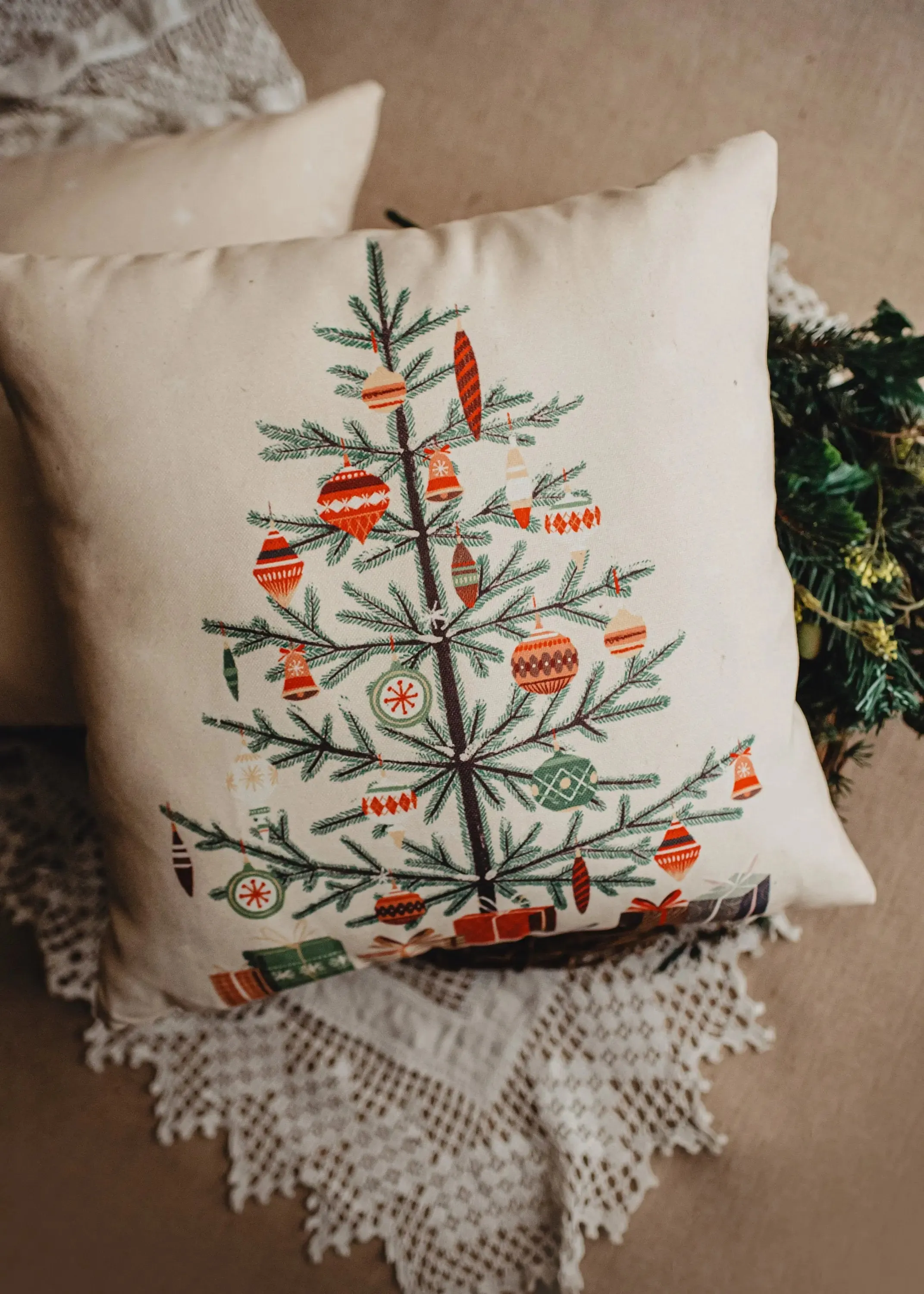 Nordic Pine Christmas Tree | Throw Pillow | Thank you Gift | Teacher Gift | New Home Gift | Grandma Gift | Mom Gift | Rustic Farmhouse Decor