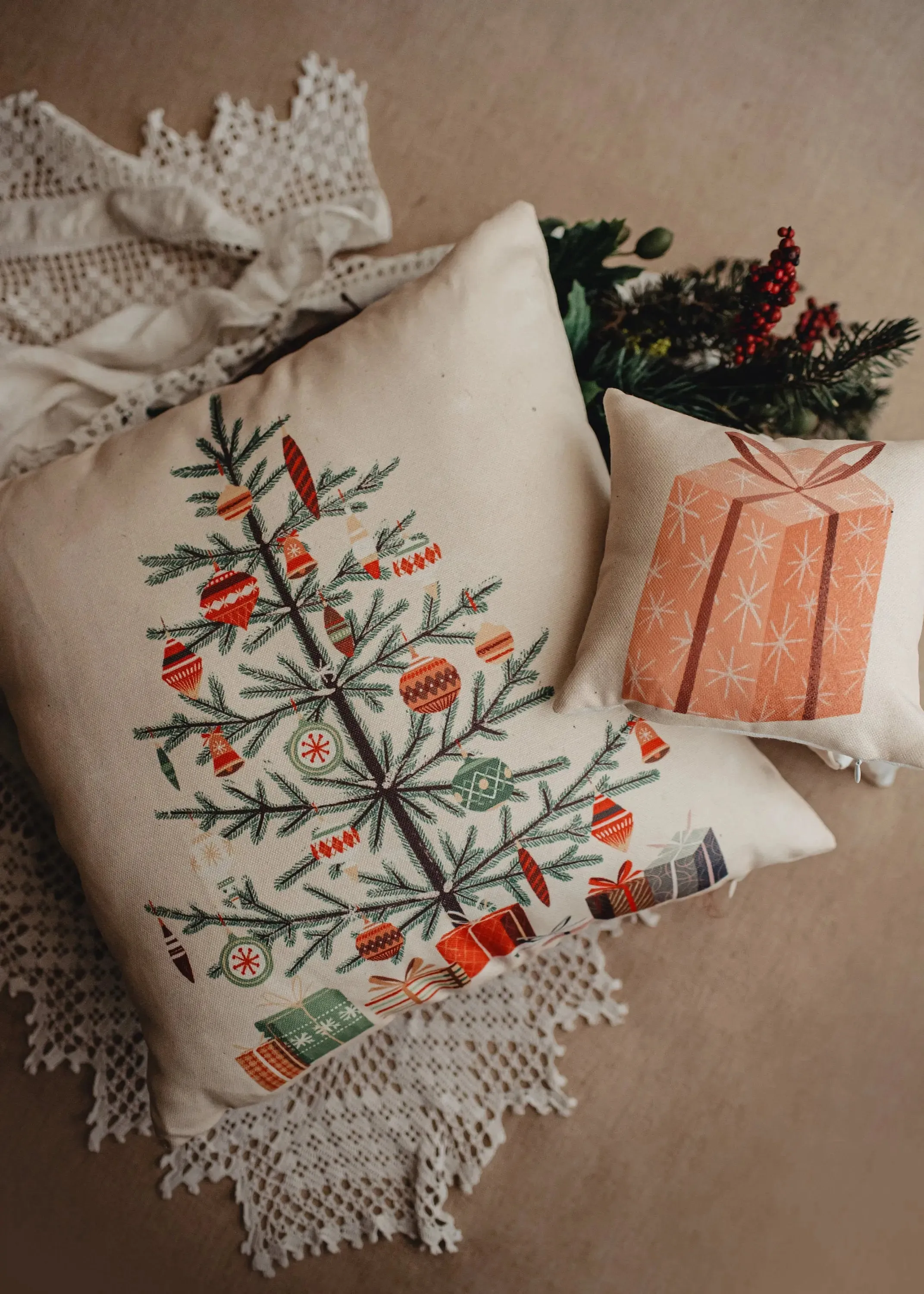 Nordic Pine Christmas Tree | Throw Pillow | Thank you Gift | Teacher Gift | New Home Gift | Grandma Gift | Mom Gift | Rustic Farmhouse Decor