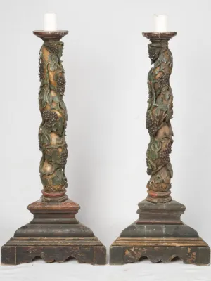 Pair of 18th century twisted column candlesticks 45"