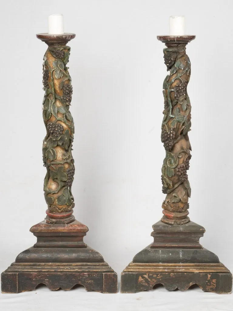 Pair of 18th century twisted column candlesticks 45"