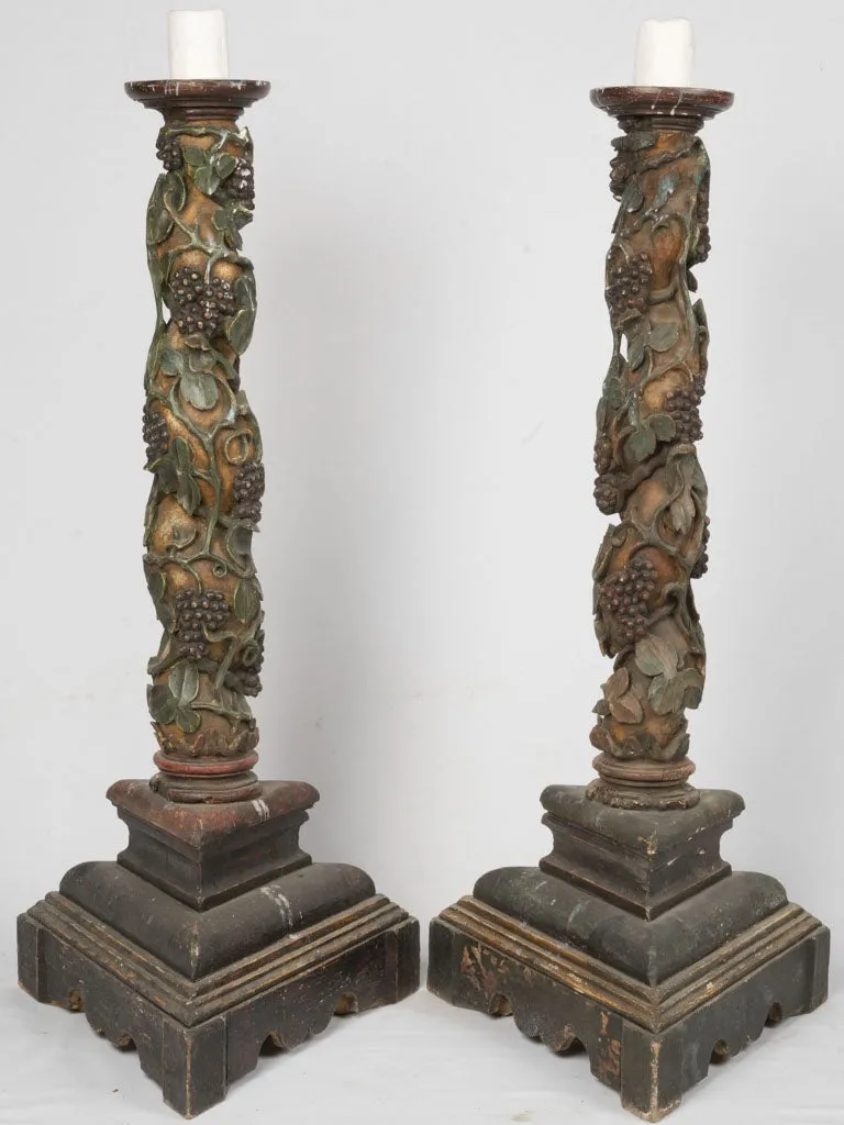 Pair of 18th century twisted column candlesticks 45"