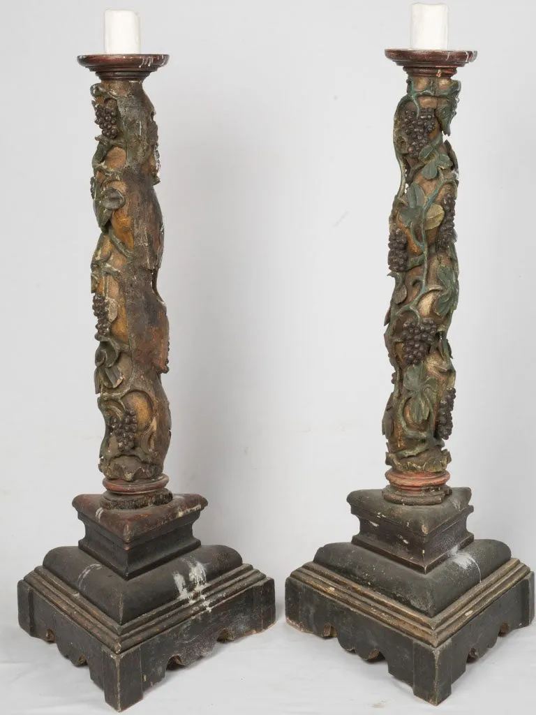Pair of 18th century twisted column candlesticks 45"