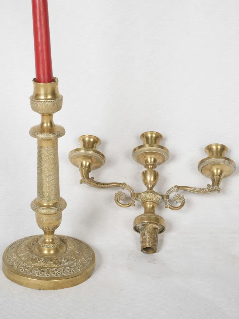 Pair of Restoration bronze candelabras 15¼"